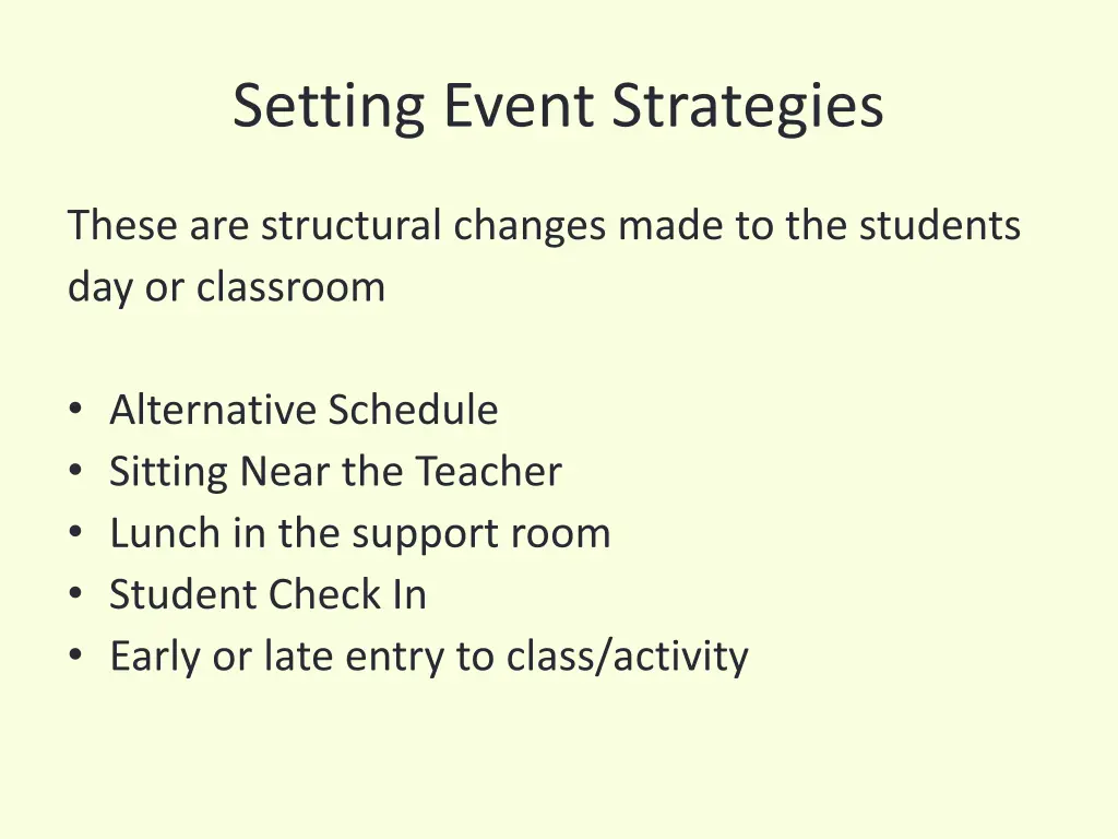 setting event strategies