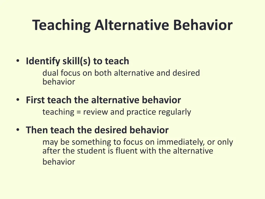 teaching alternative behavior