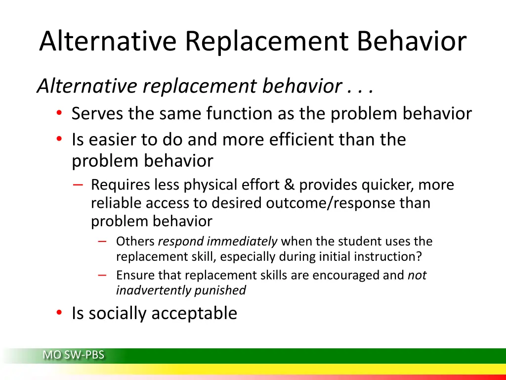 alternative replacement behavior 1