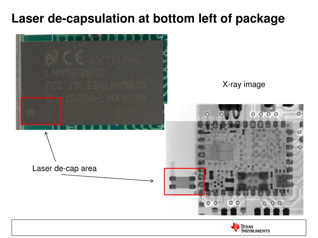 laser de capsulation at bottom left of package