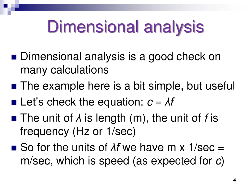 dimensional analysis