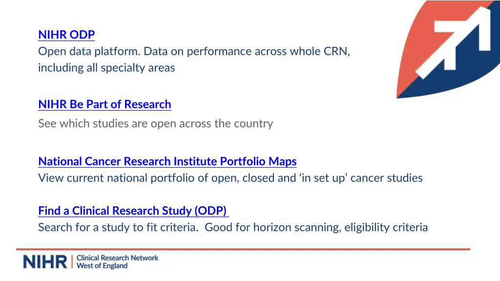 nihr odp open data platform data on performance