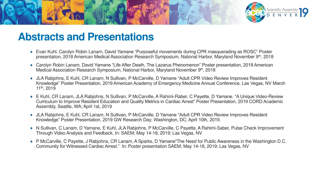 abstracts and presentations