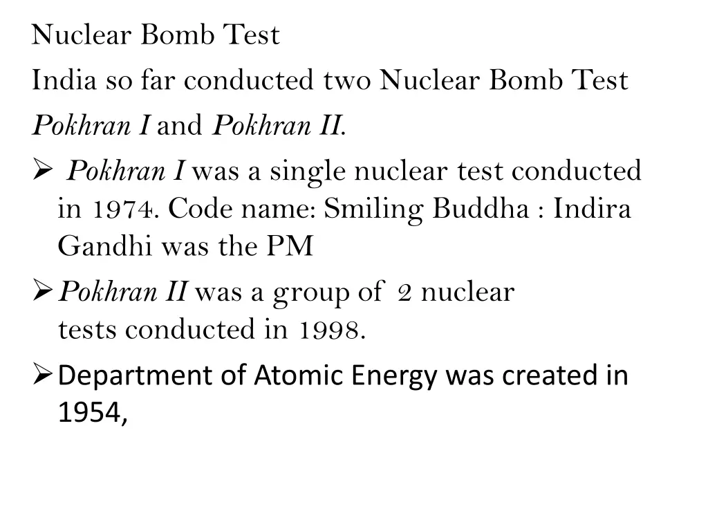 nuclear bomb test india so far conducted