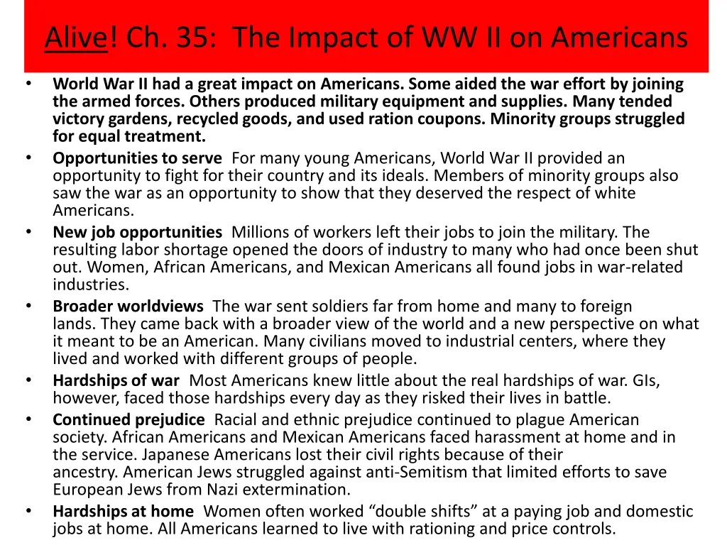 alive ch 35 the impact of ww ii on americans
