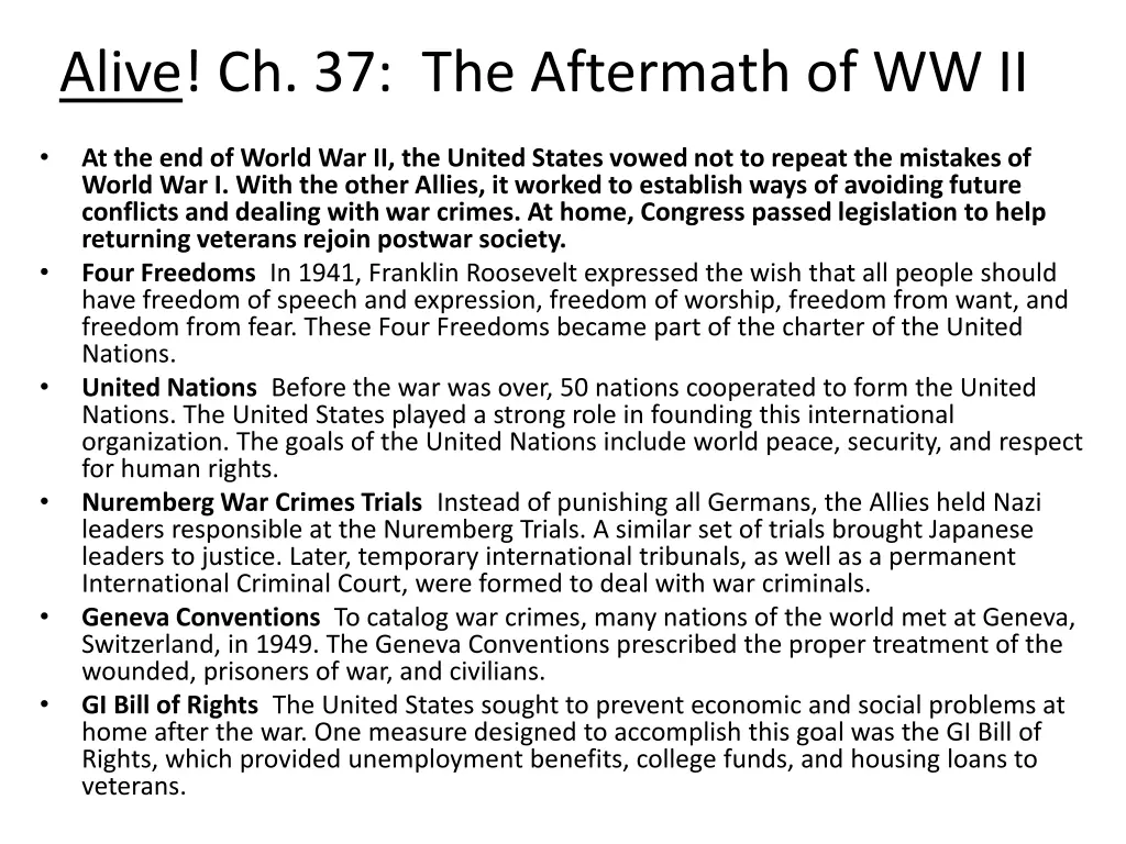 alive ch 37 the aftermath of ww ii