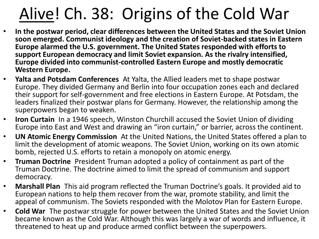 alive ch 38 origins of the cold war