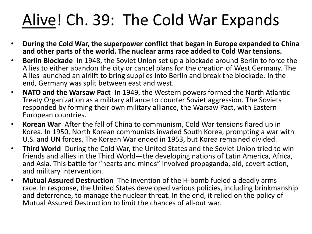 alive ch 39 the cold war expands
