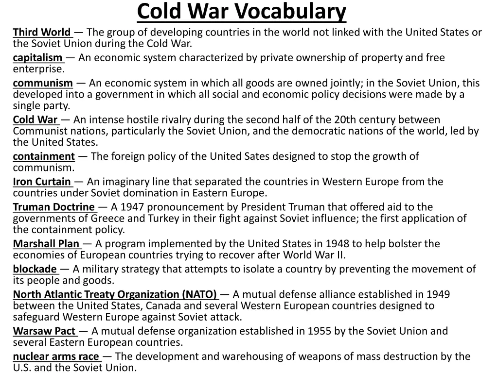 cold war vocabulary