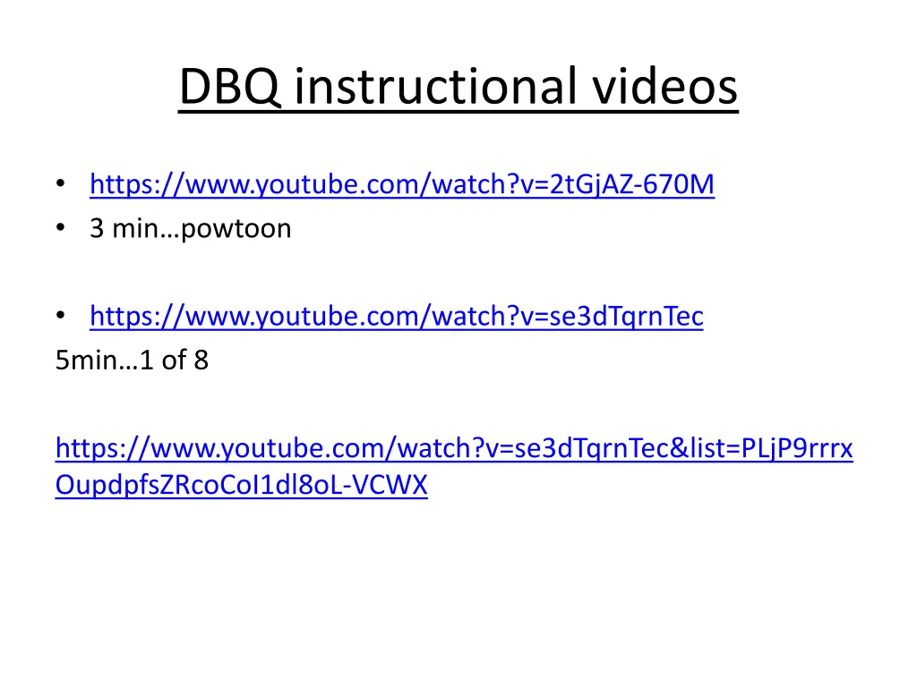 dbq instructional videos