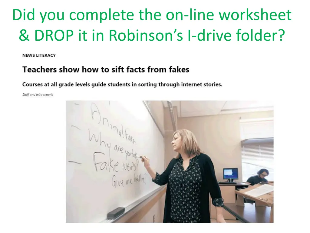 did you complete the on line worksheet drop