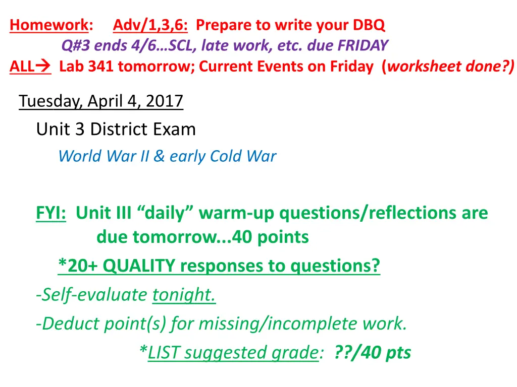 homework all lab 341 tomorrow current events