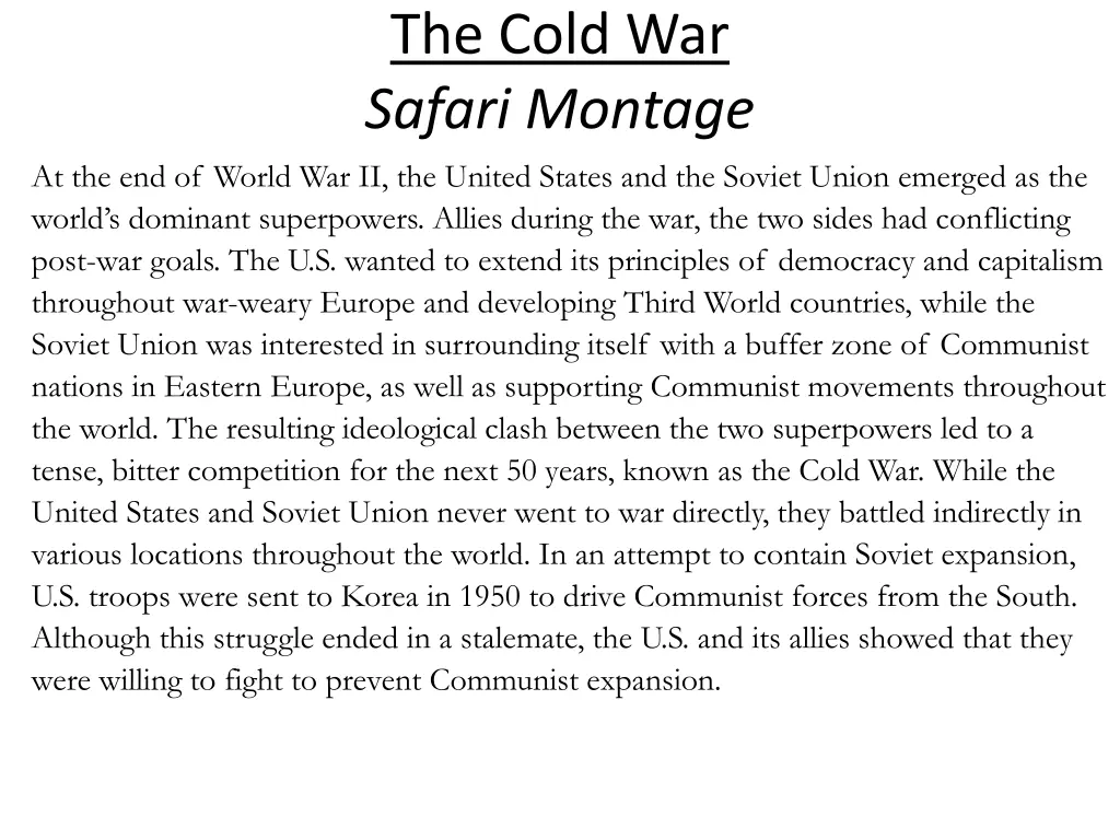 the cold war safari montage