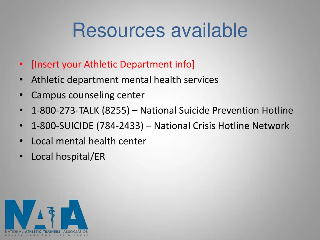 resources available