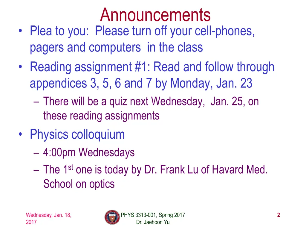 announcements