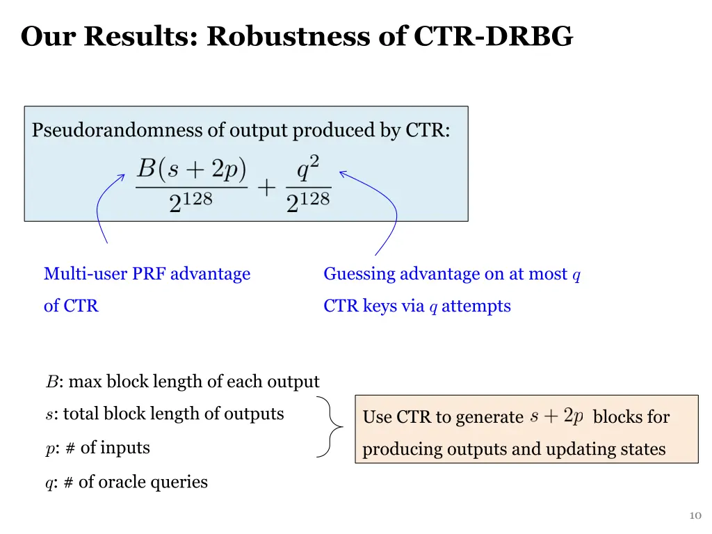 our results robustness of ctr drbg 1