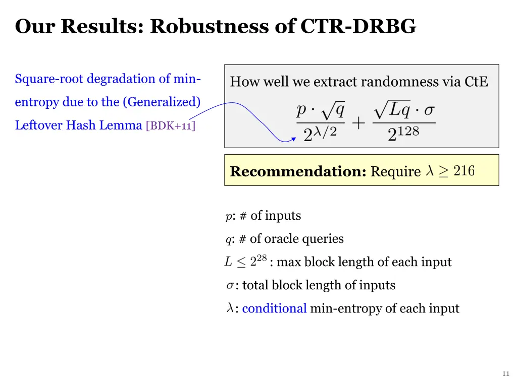 our results robustness of ctr drbg 2