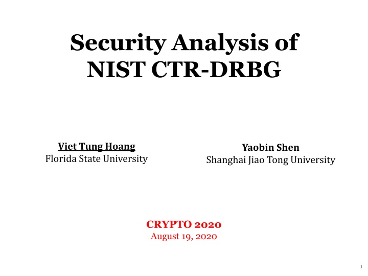 security analysis of nist ctr drbg