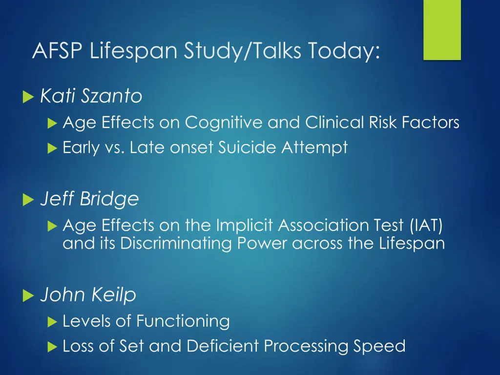 afsp lifespan study talks today