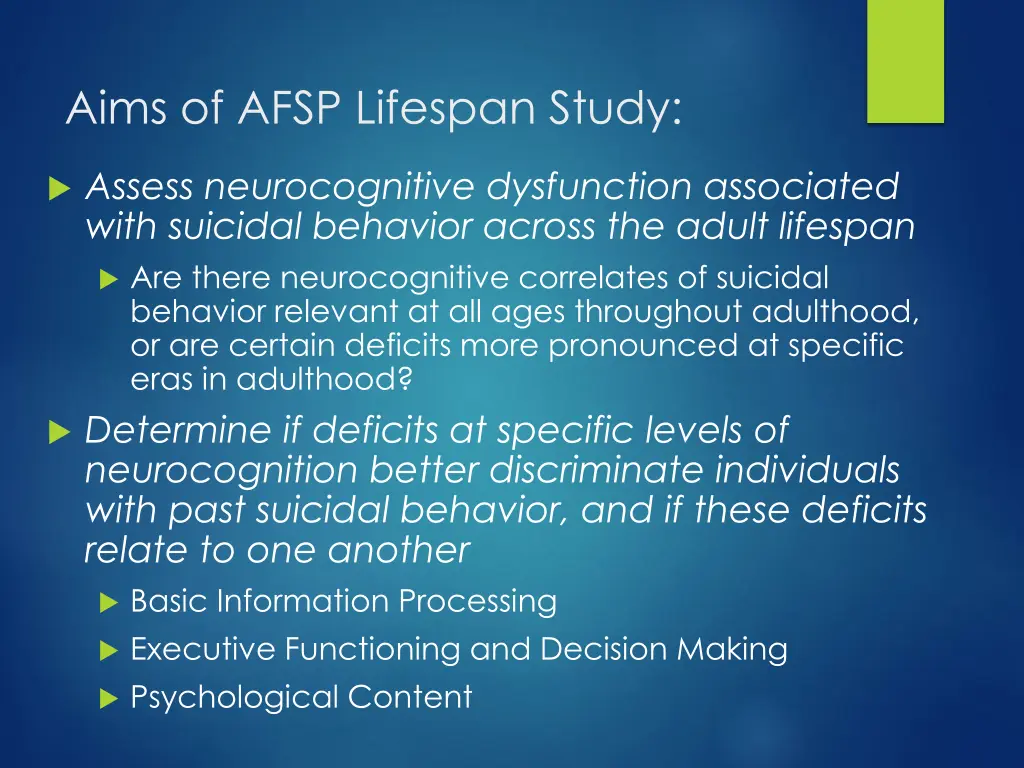 aims of afsp lifespan study