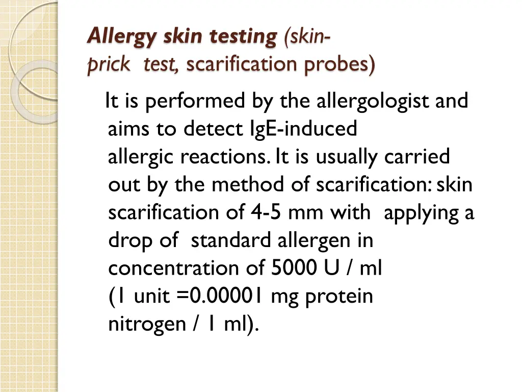 allergy skin testing skin prick test