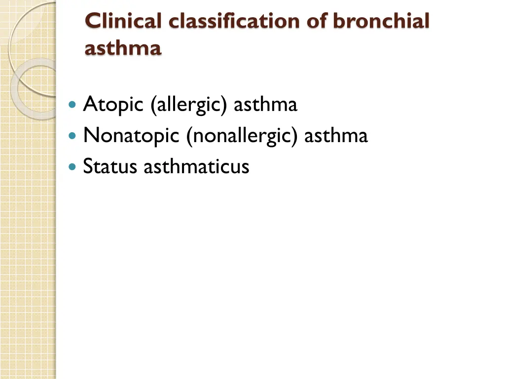 clinical classification of bronchial asthma