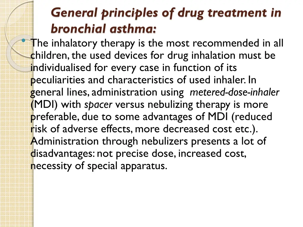 general principles of drug treatment in bronchial