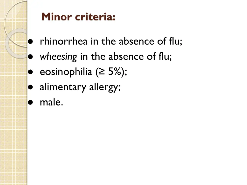 minor criteria