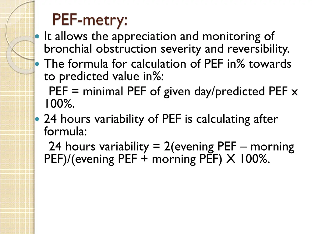 pef metry it allows the appreciation
