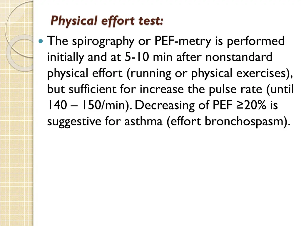 physical effort test the spirography or pef metry