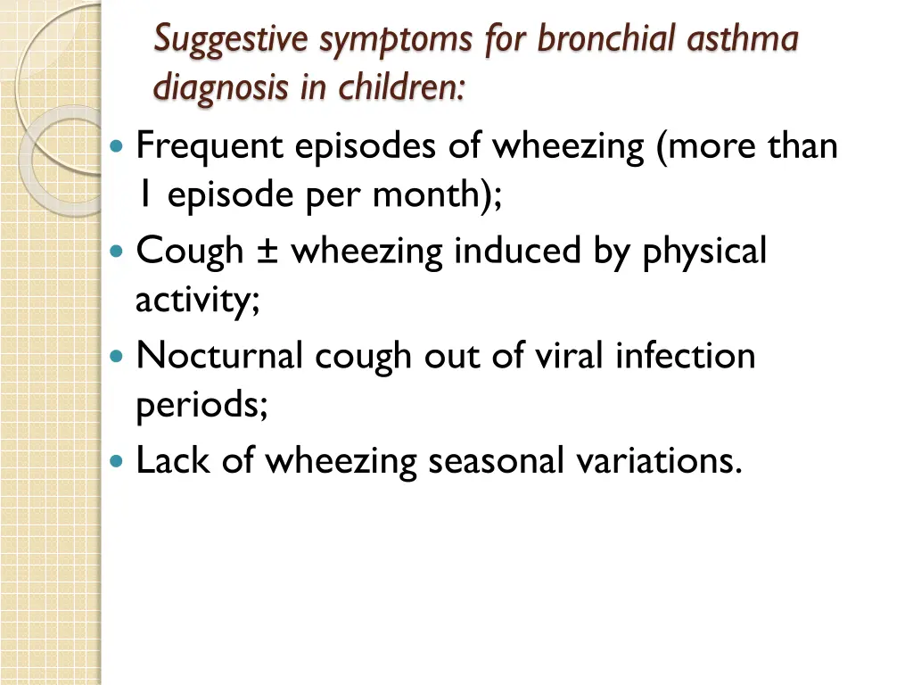 suggestive symptoms for bronchial asthma