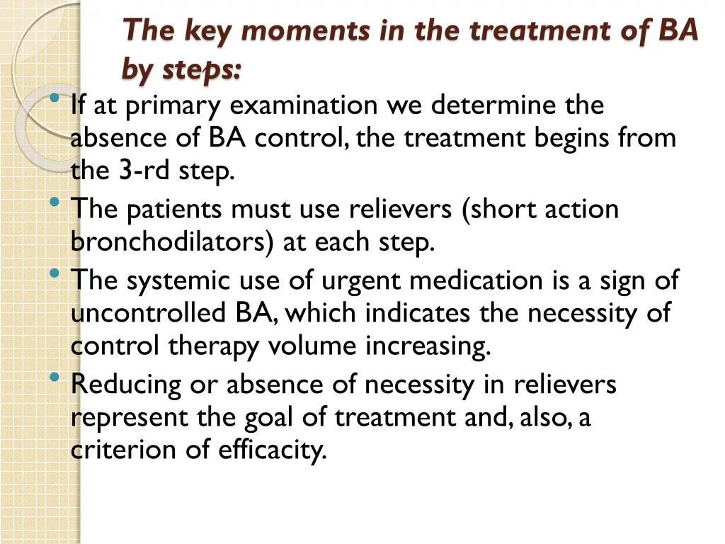 the key moments in the treatment of ba by steps 1