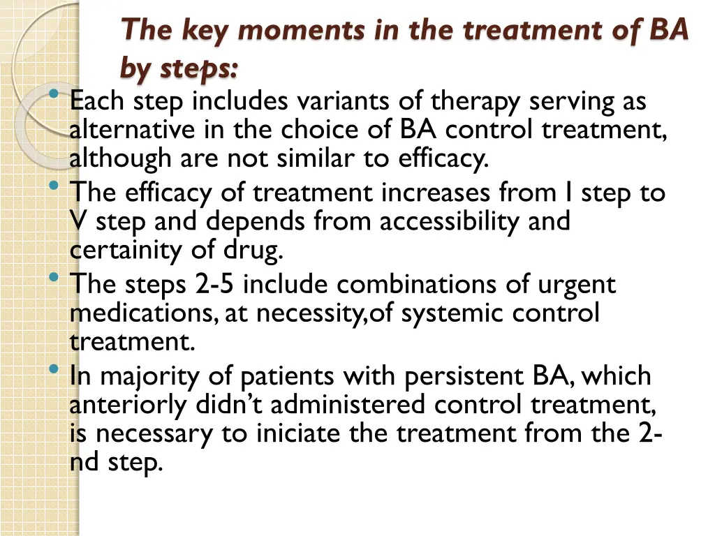 the key moments in the treatment of ba by steps