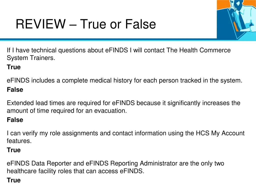 review true or false