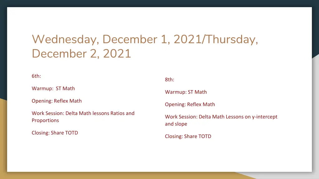 wednesday december 1 2021 thursday december 2 2021