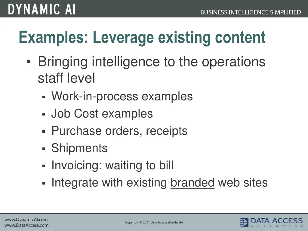 examples leverage existing content bringing
