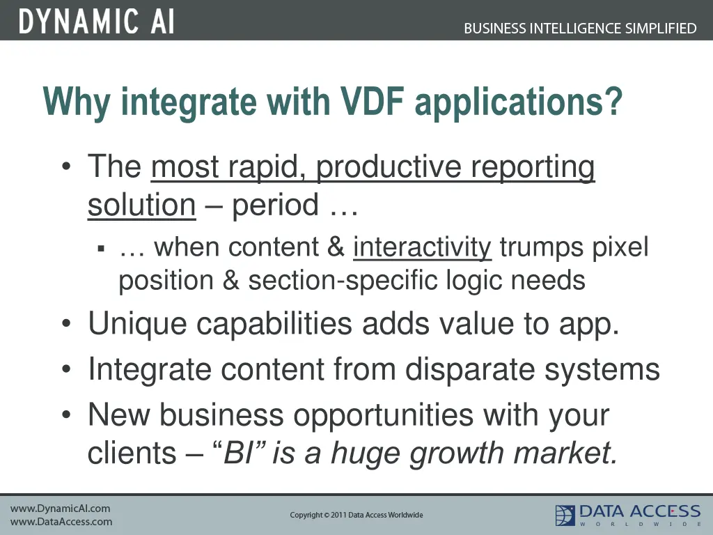 why integrate with vdf applications