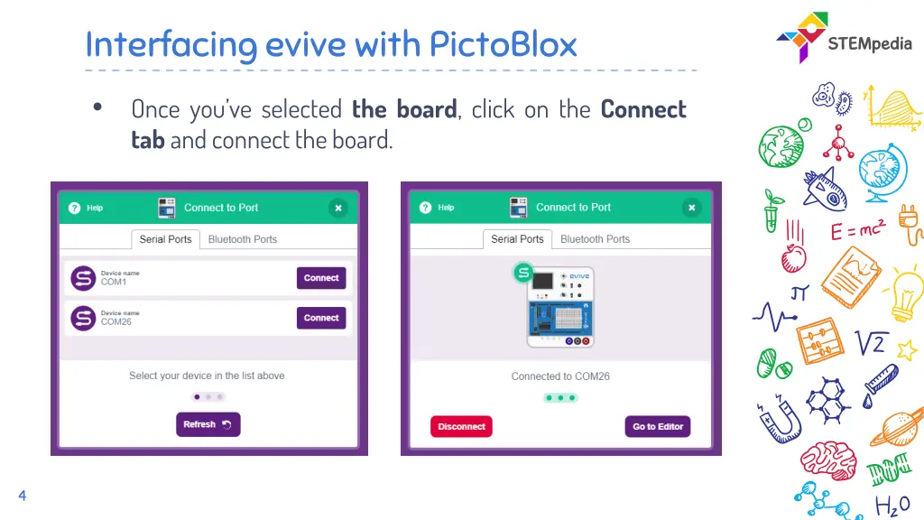 interfacing evive with pictoblox 2