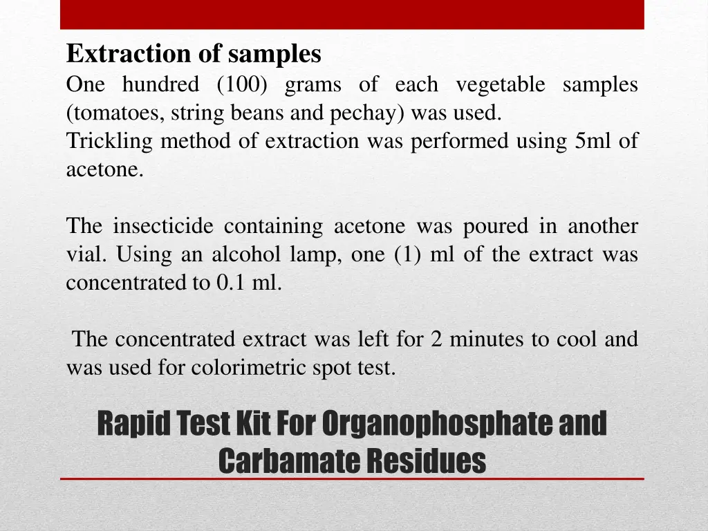 extraction of samples one hundred 100 grams