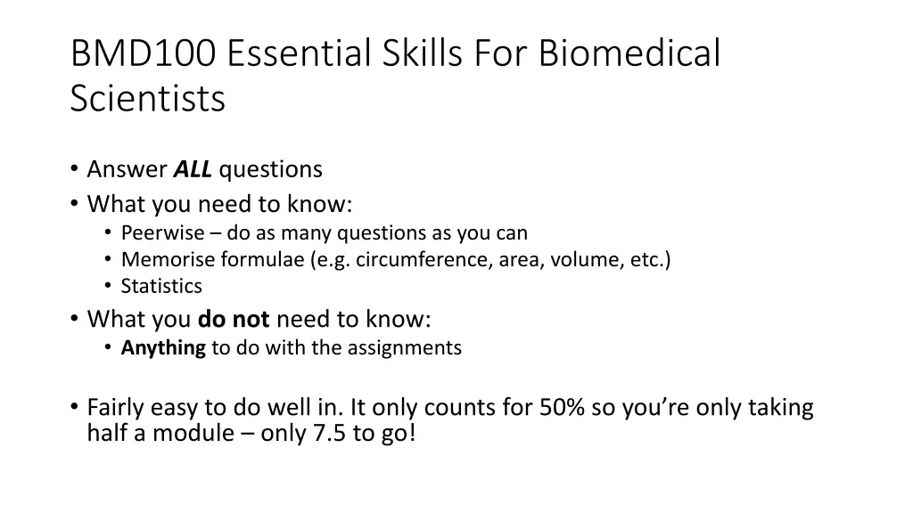 bmd100 essential skills for biomedical scientists