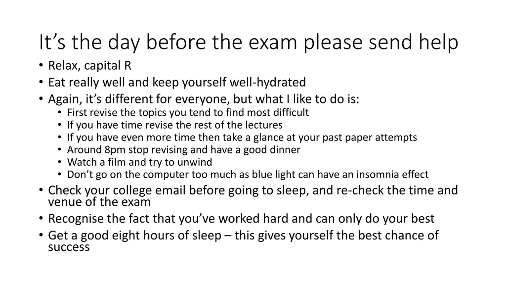 it s the day before the exam please send help