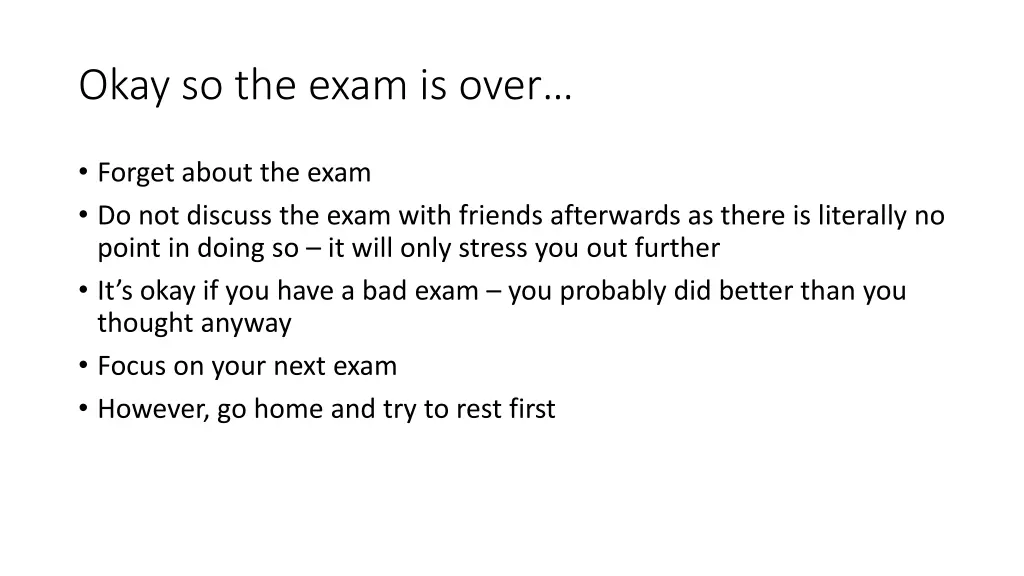okay so the exam is over