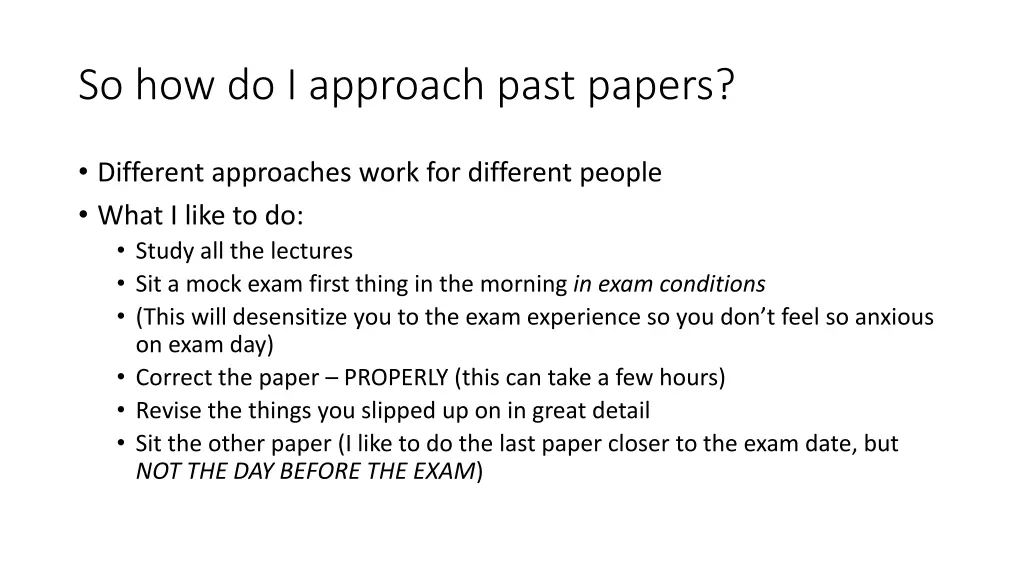 so how do i approach past papers