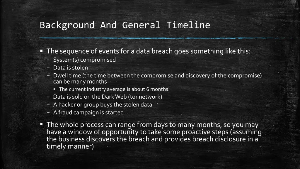 background and general timeline