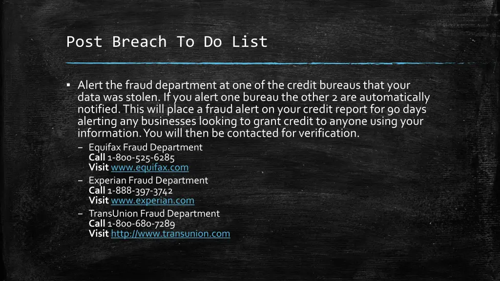 post breach to do list