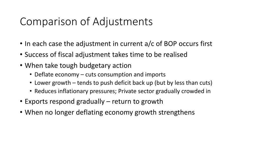 comparison of adjustments