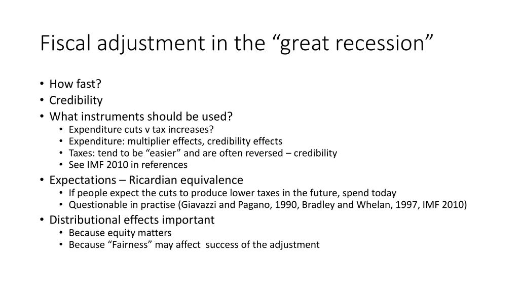 fiscal adjustment in the great recession