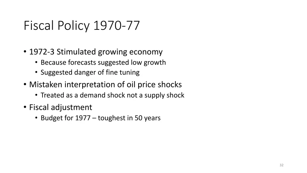 fiscal policy 1970 77