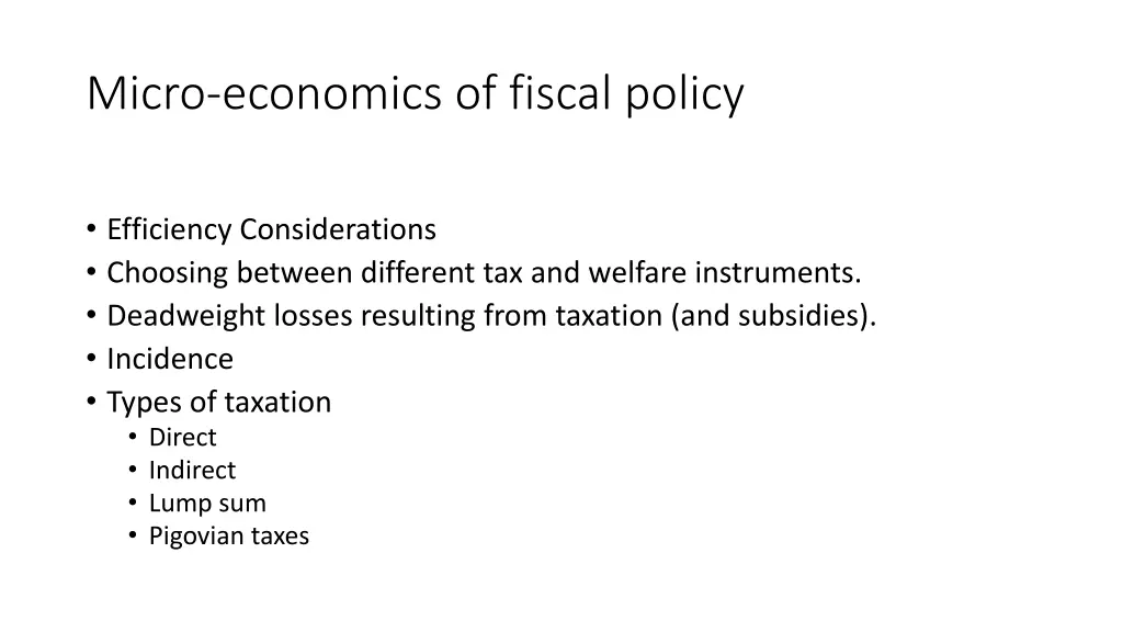 micro economics of fiscal policy