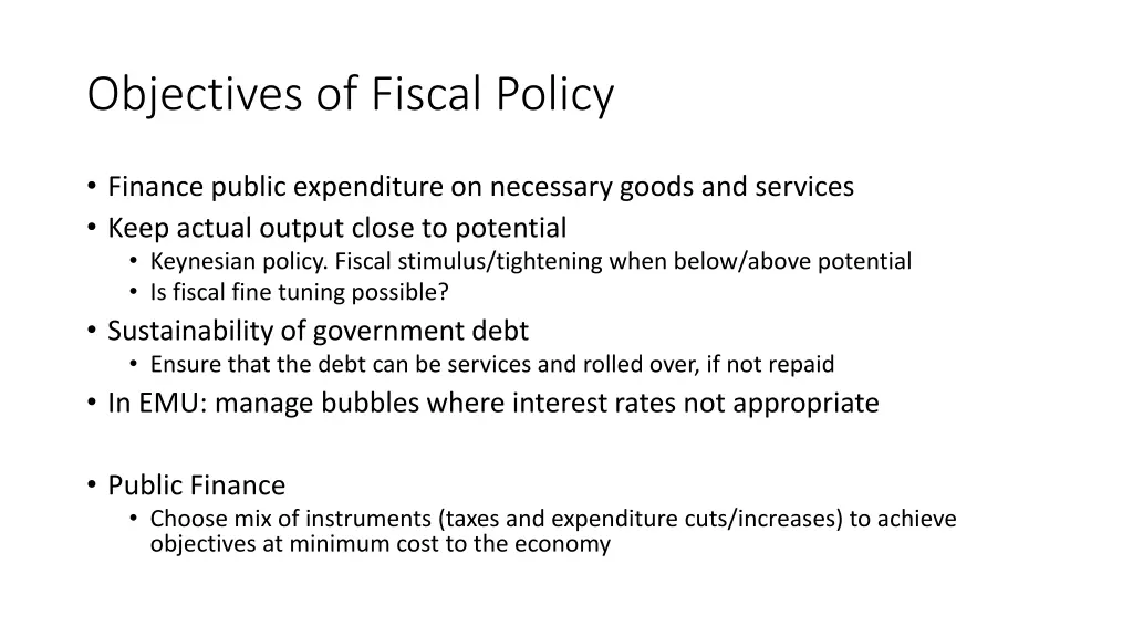 objectives of fiscal policy